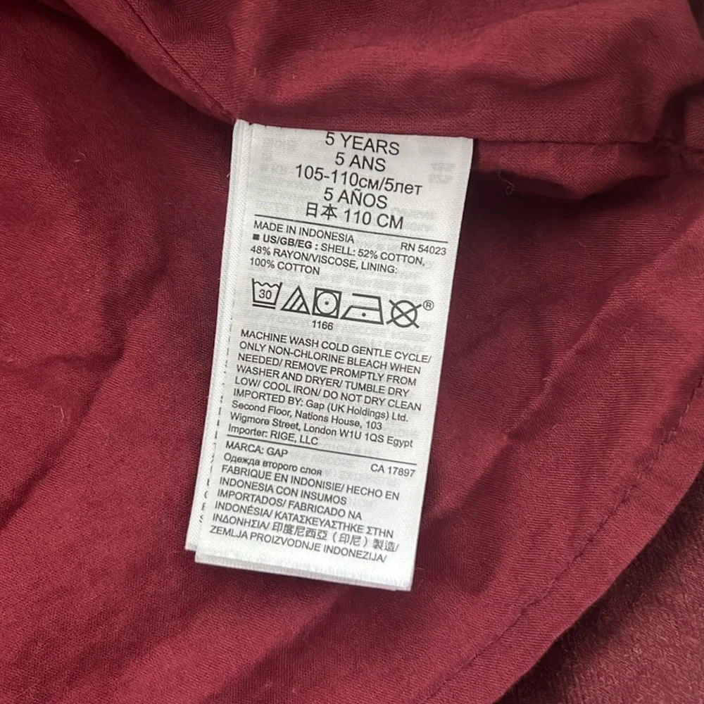 Baby Gap Floral Burgundy Dress Toddler Girls Size 5